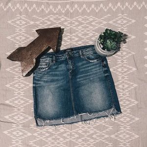 Silver Denim Jean Skirt